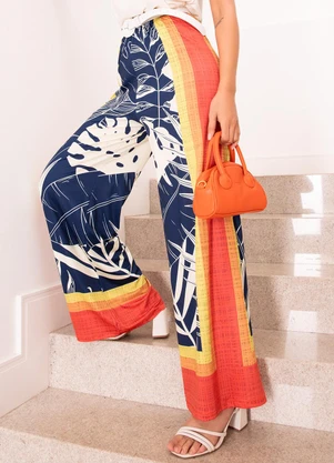 Quintess - Calça Folhagem Barrada em Malha Fria - QUINTESS