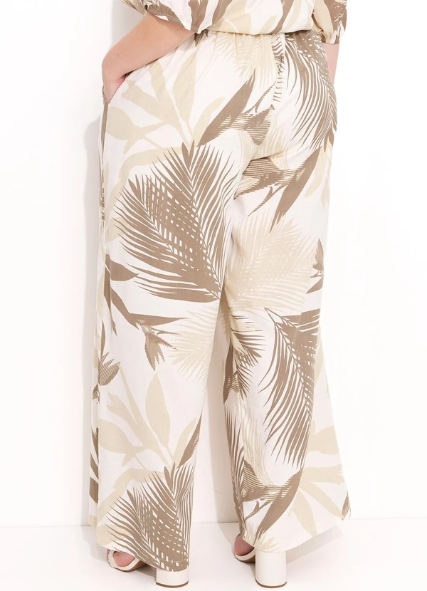 Quintess - Calça Folhagem Bege em Linho 11