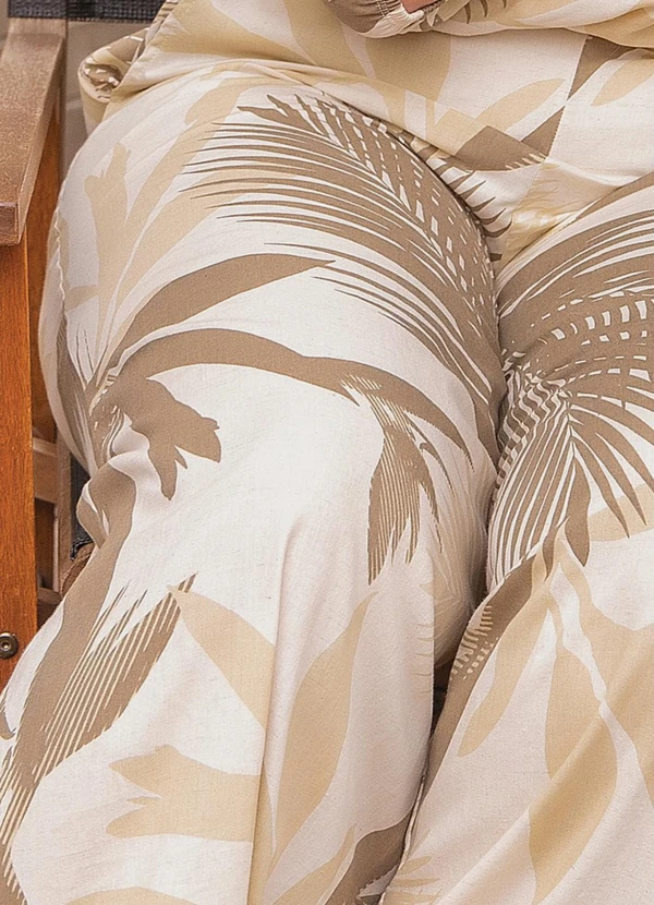 Quintess - Calça Folhagem Bege em Linho 9