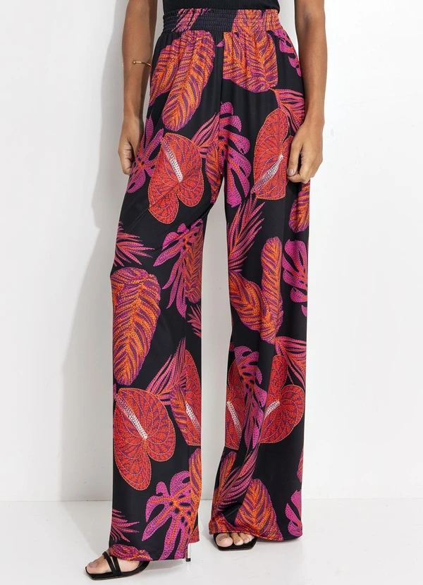 Quintess - Calça Folhagem Bordada em Malha Fria