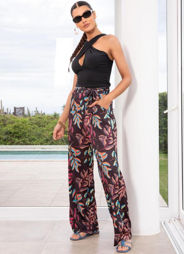 Quintess - Calça Folhagem Riscada em Malha Fria 3