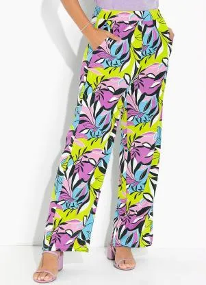 Moda Pop - Calça Folhagem Verde com Bolsos Funcionais - MODA POP
