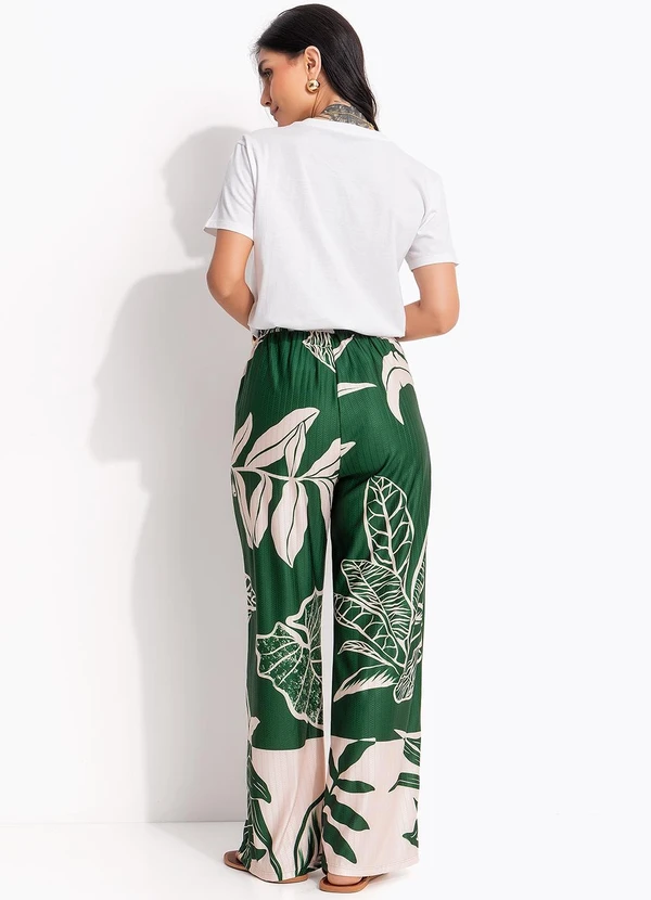 Quintess - Calça Folhagem Verde em Malha Texturizada 10