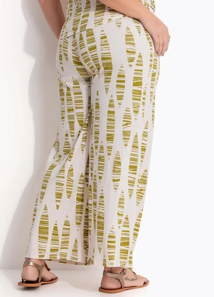 Quintess - Calça Folhas Listradas em Malha de Viscose - QUINTESS