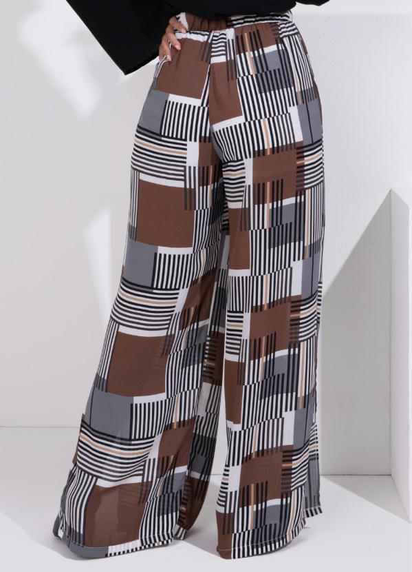 Queima Estoque - Calça Geométrica com Bolsos e Fendas 2