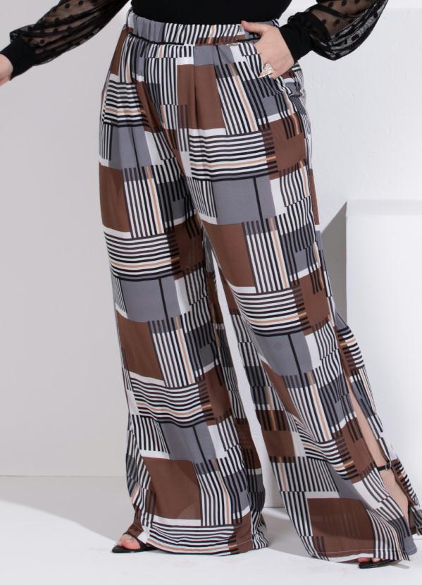 Queima Estoque - Calça Geométrica com Bolsos e Fendas 6