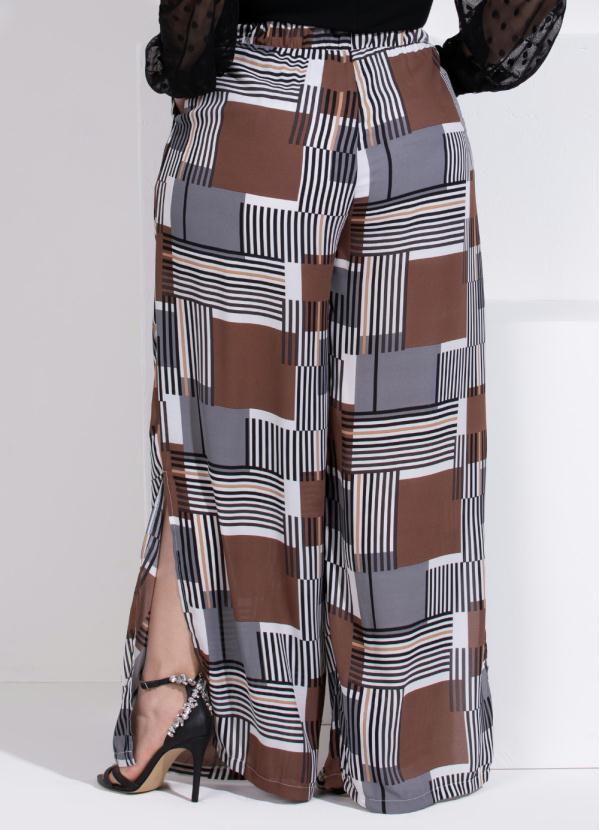 Queima Estoque - Calça Geométrica com Bolsos e Fendas 7