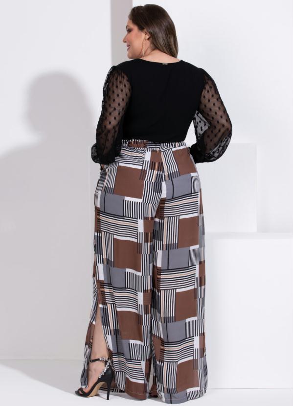 Queima Estoque - Calça Geométrica com Bolsos e Fendas 9