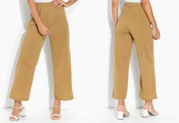 Cal�a Geom�trica Marrom com El�stico na Cintura