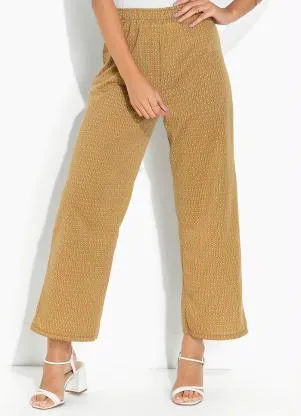 Moda Pop - Calça Geométrica Marrom com Elástico na Cintura - MODA POP