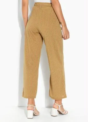 Moda Pop - Calça Geométrica Marrom com Elástico na Cintura - MODA POP