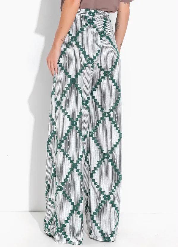 Moda Pop - Calça Geométrico Branco com Bolsos Funcionais 2