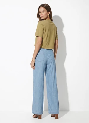 Quintess - Calça Jeans Claro Modelo Clochard Pantalona - QUINTESS
