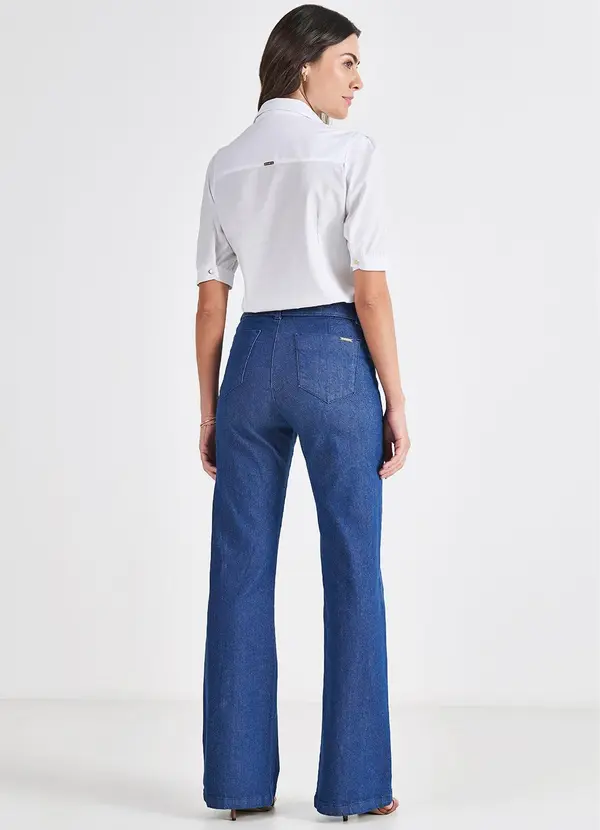 Principessa - Calça Jeans Flare com Cinto Eudora Azul 5