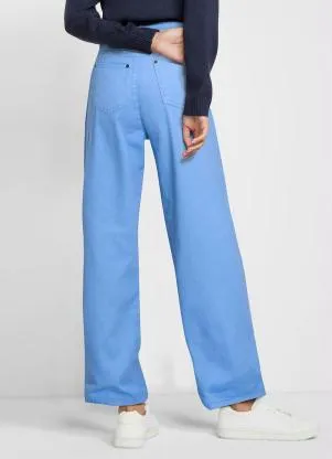 bonprix - Calça Jeans Pantalona Azul Claro - BONPRIX