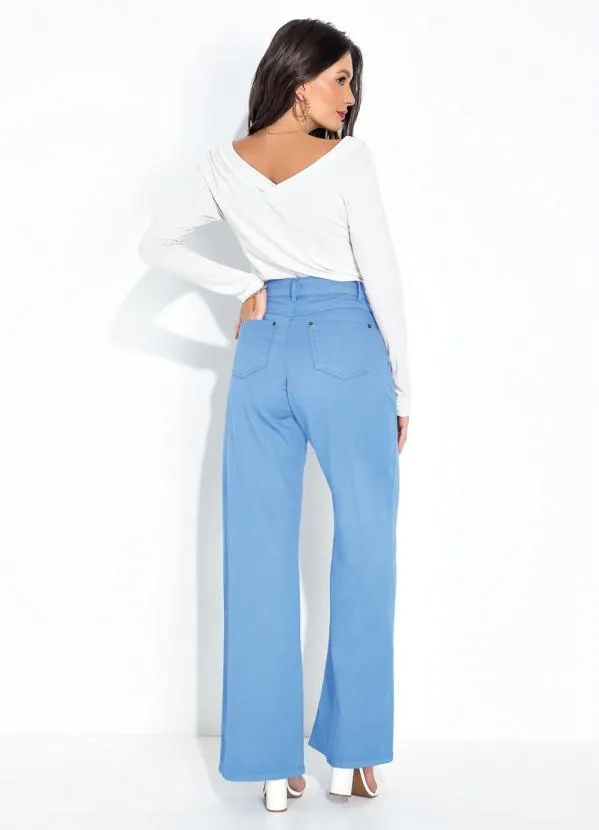 bonprix - Calça Jeans Pantalona Azul Claro 5