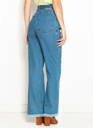 Maria Filó - Calça Jeans Wide Cinto Blue Denim Azul - MARIA FILÓ