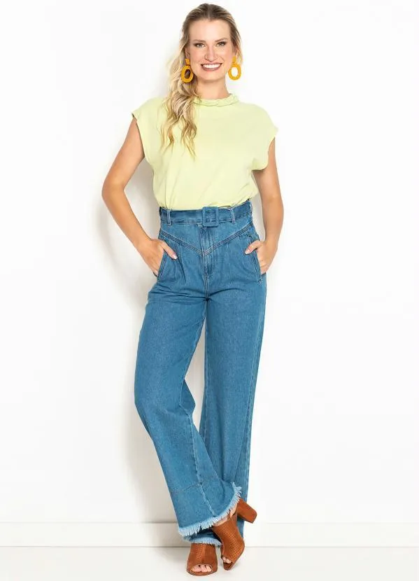 Maria Filó - Calça Jeans Wide Cinto Blue Denim Azul 3