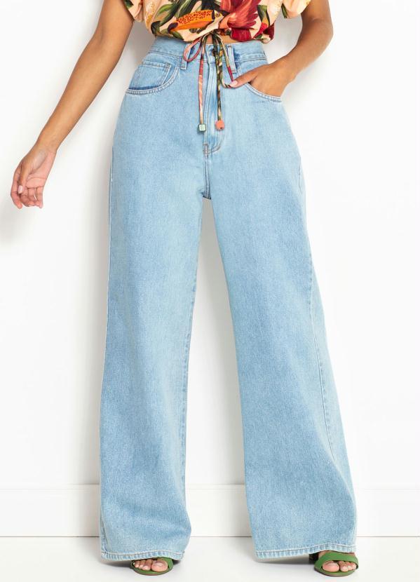 Farm - Calça Jeans Wide Leg Azul
