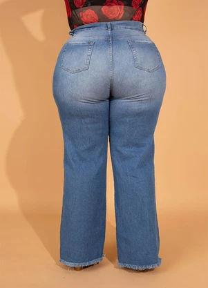 bonprix - Calça Jeans Wide Leg Cintura Alta Azul - BONPRIX