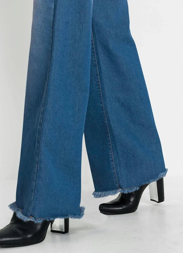 bonprix - Calça Jeans Wide Leg Cintura Alta Azul 6