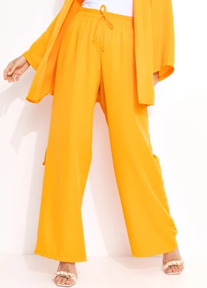 Quintess - Calça Laranja em Crepe Plano - QUINTESS