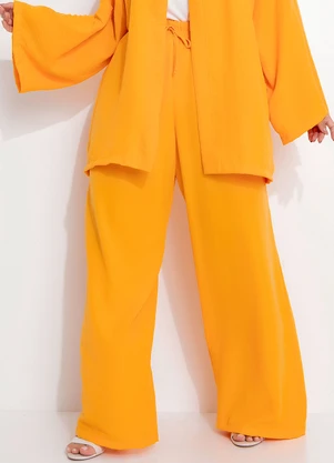 Quintess - Calça Laranja em Crepe Plano - QUINTESS