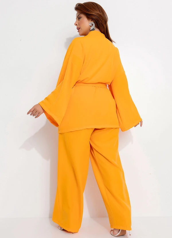 Quintess - Calça Laranja em Crepe Plano