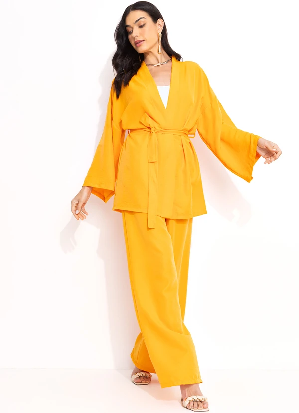 Quintess - Calça Laranja em Crepe Plano 5