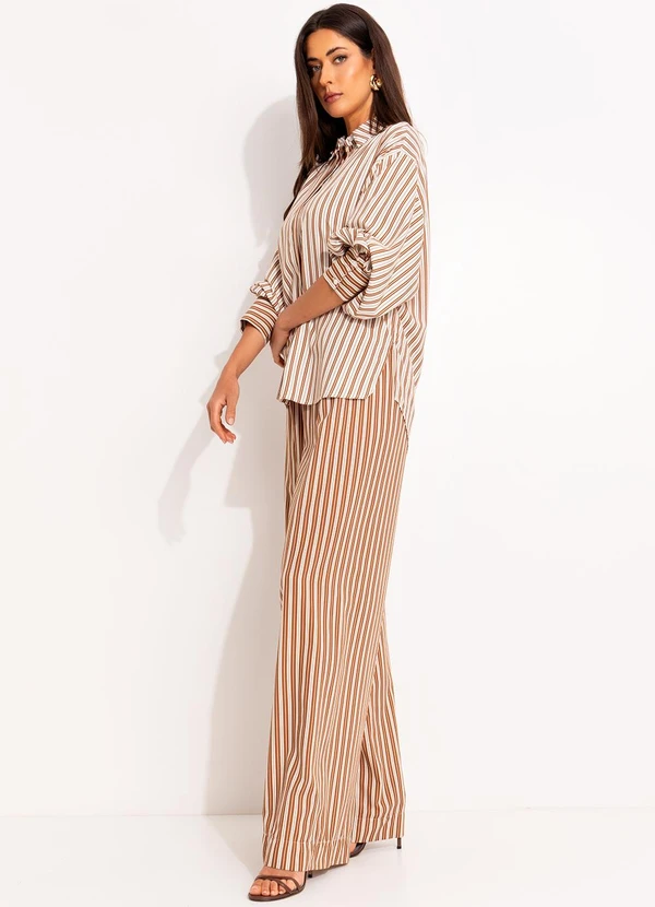 Colcci - Calça Listrada Bege 10