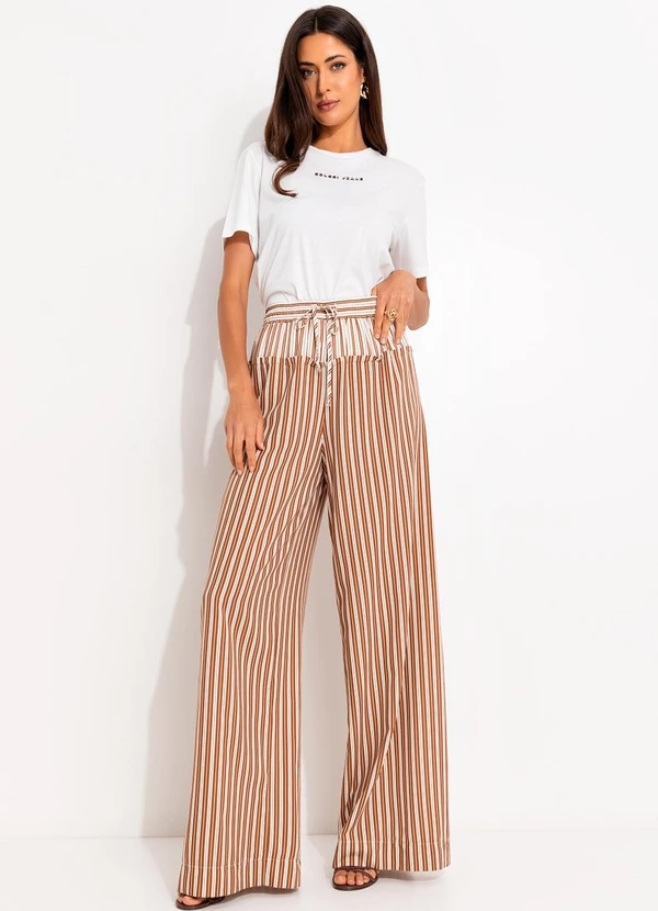 Colcci - Calça Listrada Bege 6