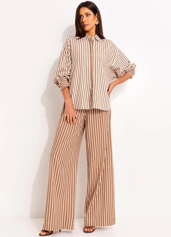 Colcci - Calça Listrada Bege 7