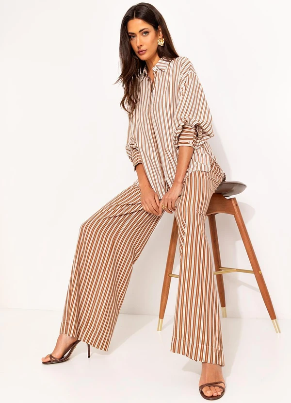 Colcci - Calça Listrada Bege 8