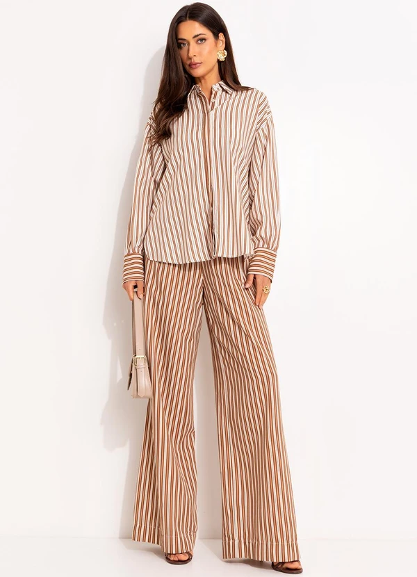 Colcci - Calça Listrada Bege 9