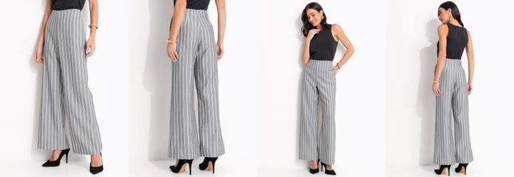 Cal�a Listrada Cinza em Alfaiataria