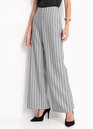 Quintess - Calça Listrada Cinza em Alfaiataria - QUINTESS