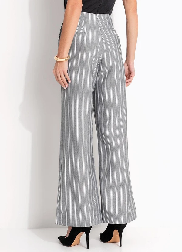 Quintess - Calça Listrada Cinza em Alfaiataria 2