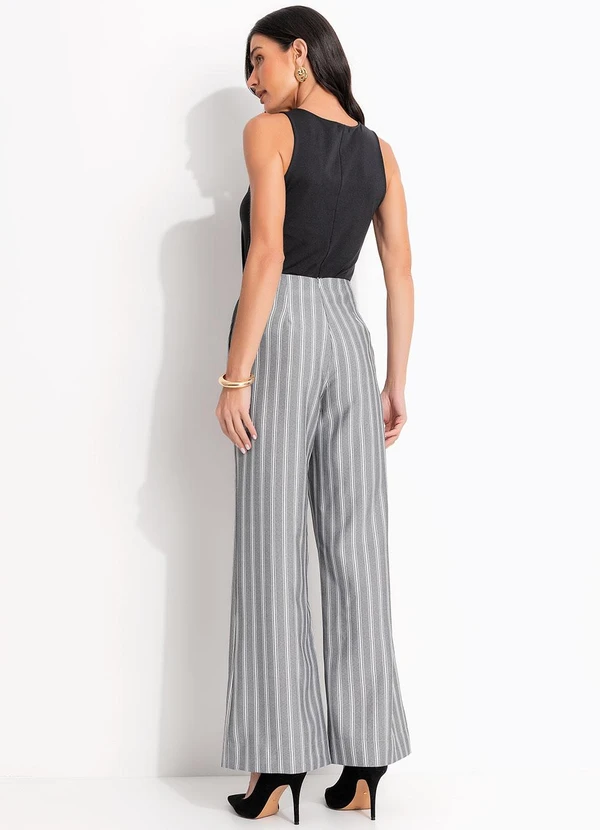 Quintess - Calça Listrada Cinza em Alfaiataria 4