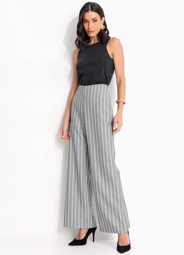 Quintess - Calça Listrada Cinza em Alfaiataria 5