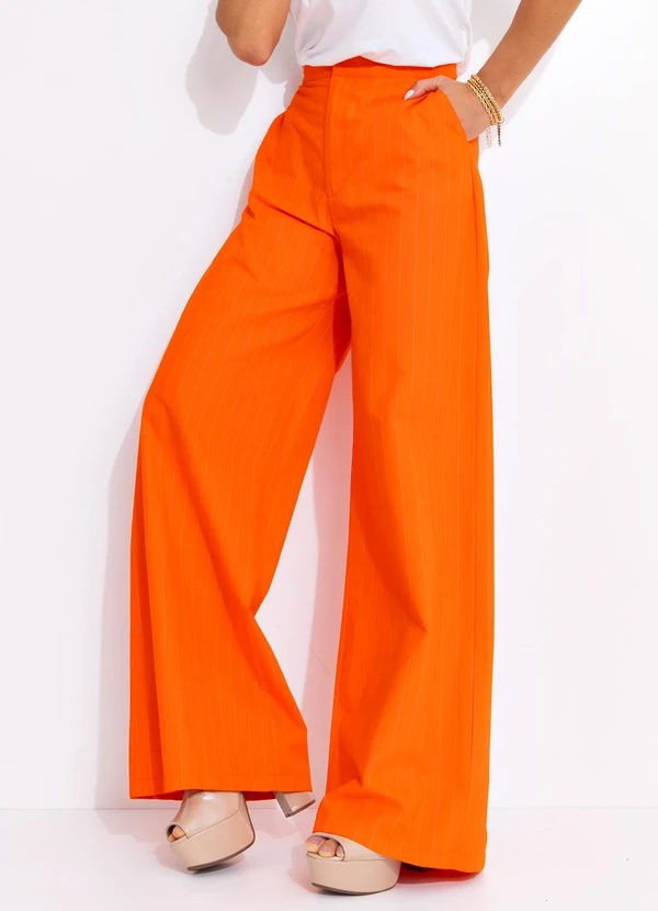 Forum - Calça Listrada Laranja