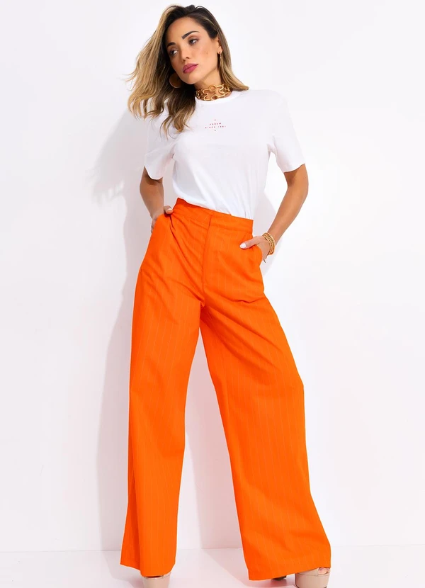 Forum - Calça Listrada Laranja 3