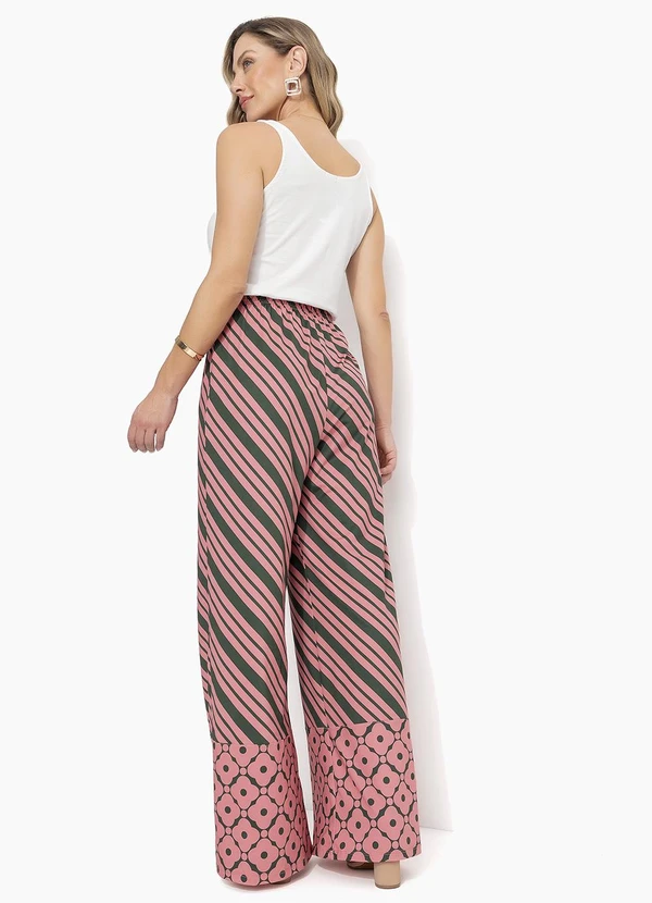 Calça Listrado Bicolor em Malha Fria Quintess