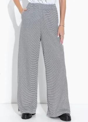 Moda Pop - Calça Listrado Cinza Bolsos Funcionais - MODA POP