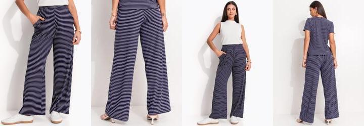 Cala Listrado Preto e Branco em Meia Malha