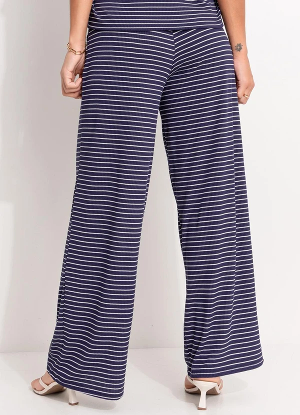 Quintess - Calça Listrado Preto e Branco em Meia Malha 2