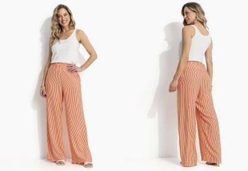 Cala Listrado Vermelho em Viscose Plana