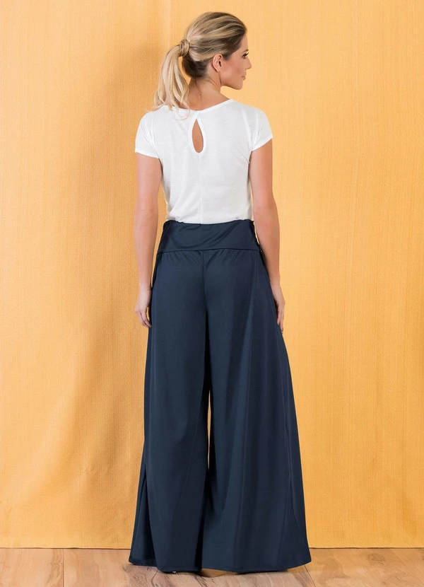 Moda Pop - Calça Marinho Pantalona com Cintura Média 4
