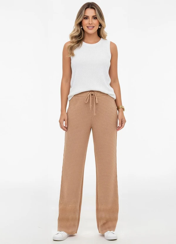 Quintess - Calça Marrom Amendoado em Tricô 5