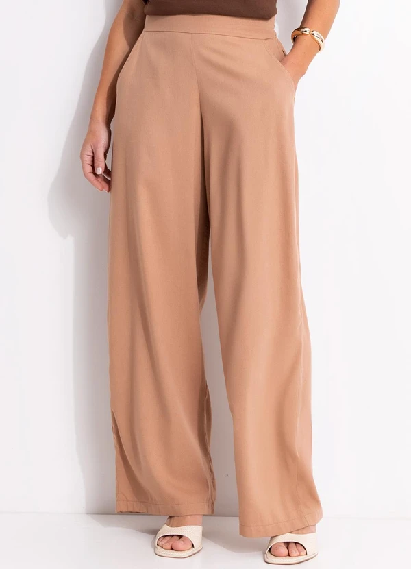 Quintess - Calça Marrom Claro em Linho