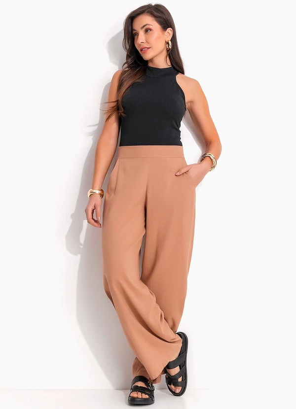 Quintess - Calça Marrom Claro em Linho 3